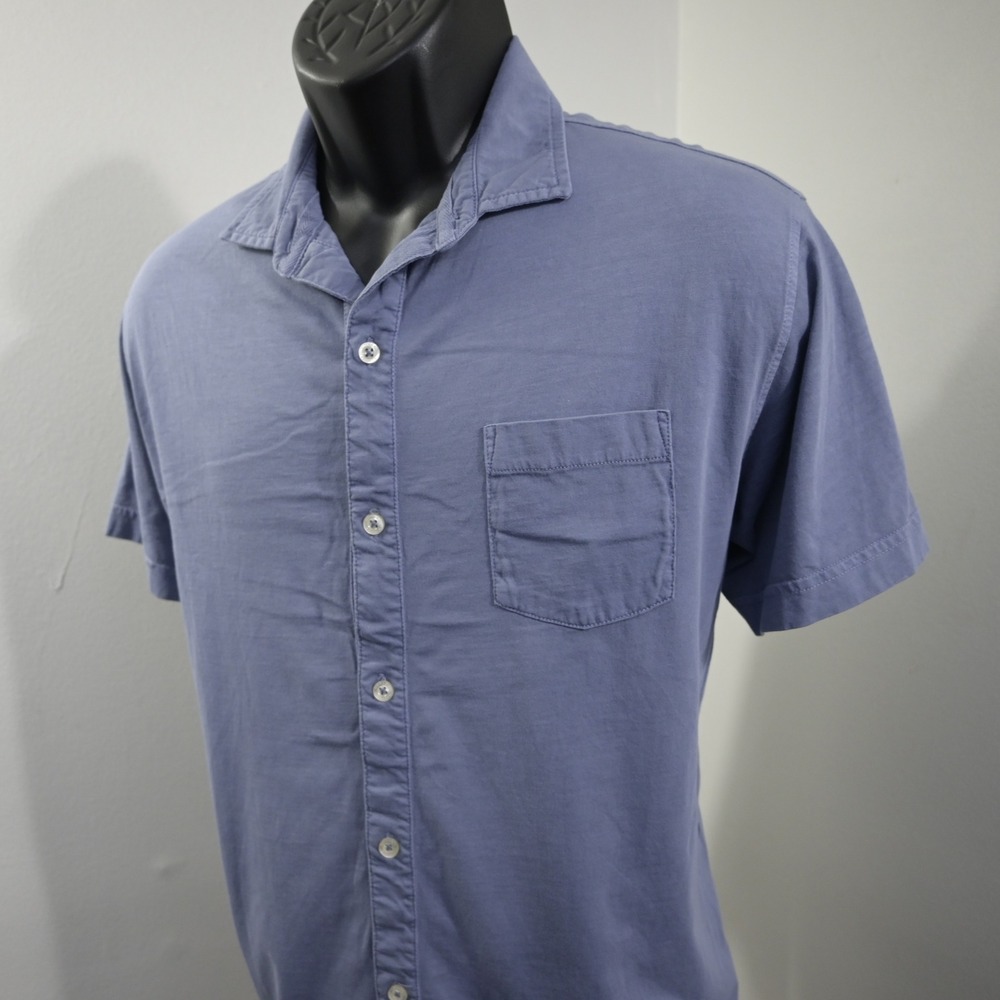 Onward Reserve Button Up Mens M Blue Short Sleeve Pocket Cotton Polo Shirt